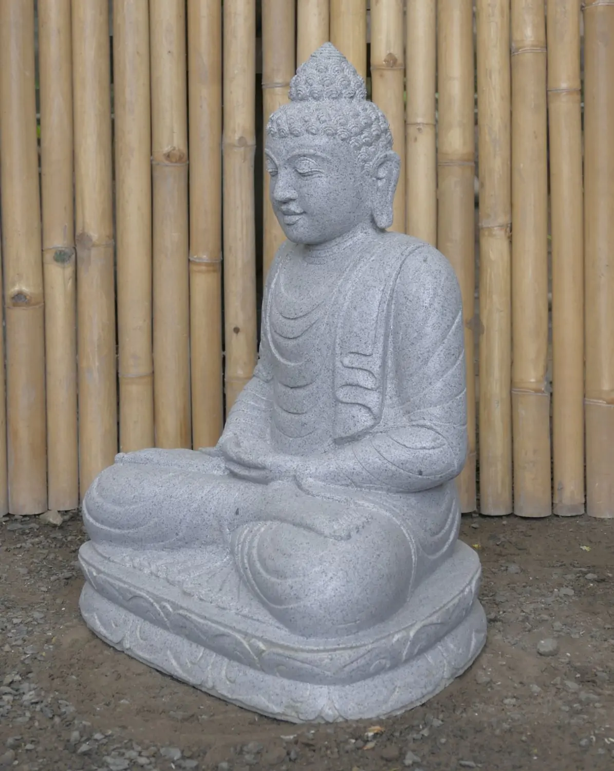  Product image 6 of the product “Seated Buddha made of Riverstone in Dhyana position - gesture of meditation, H.62 cm, natural. ”